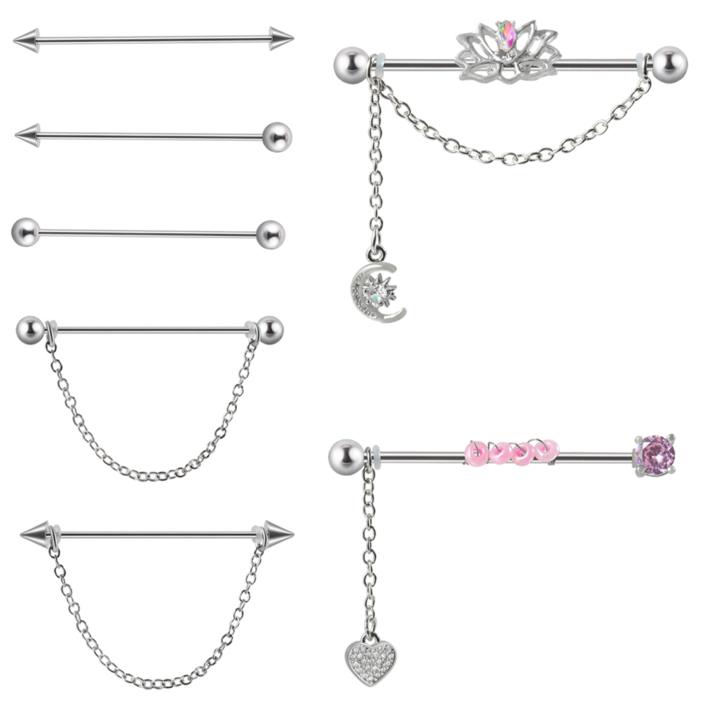 Body Jewelry Industrial - 1PC 14G 1.6*38mm CZ Industrial Piercing