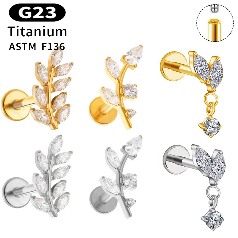 Body Jewelry Implant Grade Titanium - 1PC G23 Titanium Ear Studs Internal