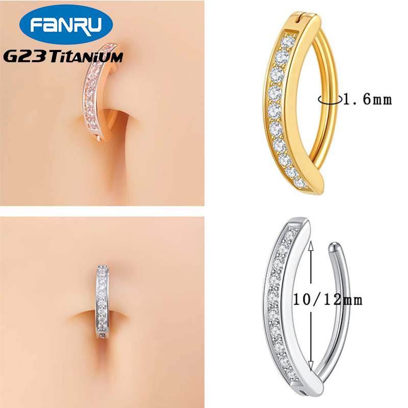 Body Jewelry Implant Grade Titanium - 1PC G23 Titanium Cubic Zircon Belly