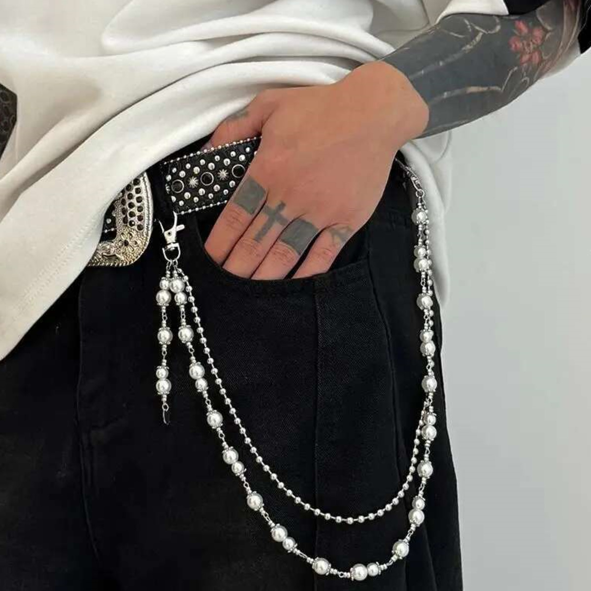 Body Jewelry Men - Salircon Punk Multilayer Imitation Pearl Charm