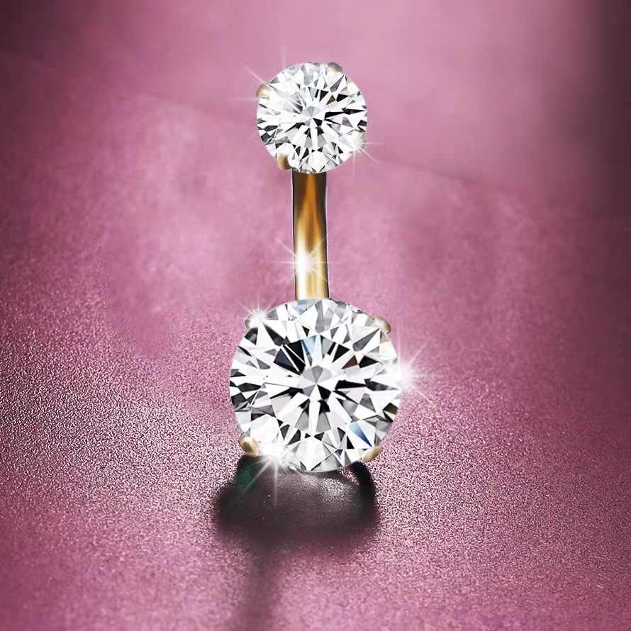 Body Jewelry Labret - Sparkling cubic zirconia belly button ring/stud