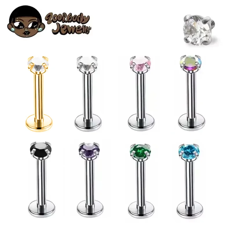 Helix Cartilage Ring - 1Pcs G23 Titanium Piercing CZ Gem