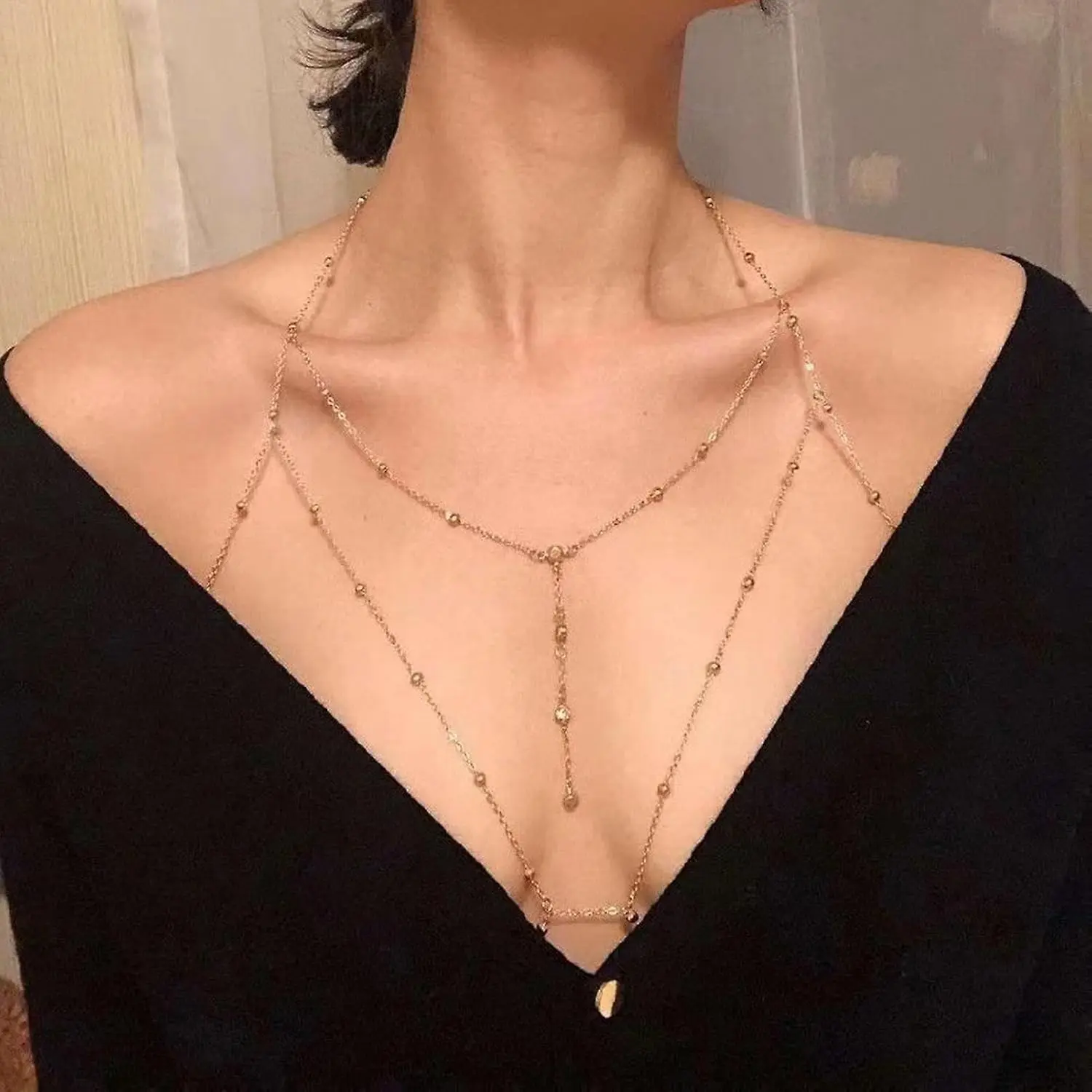 Body Jewelry Vest - Women's sexy multi-layer necklace, women's body