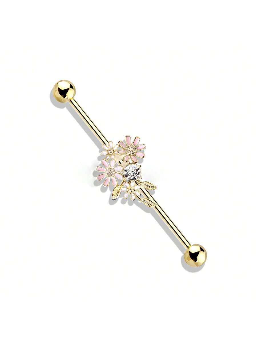 Body Jewelry Industrial - Floral Industrial Barbell Ear Piercing Jewelry
