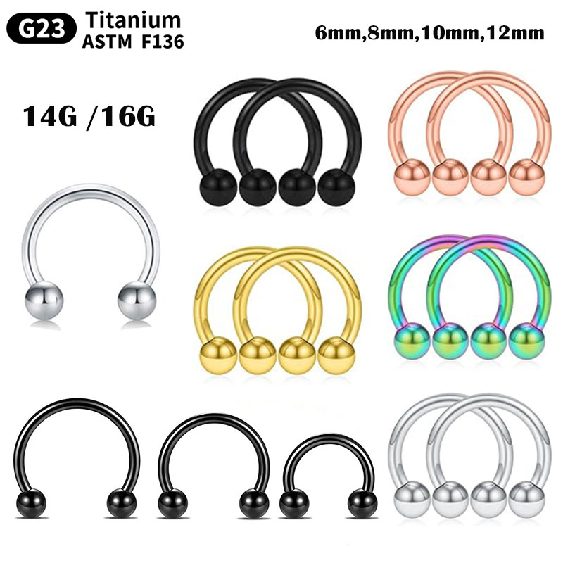 Helix Cartilage Ring - 1/5Pcs Titanium Horseshoe Septum Ring Nose