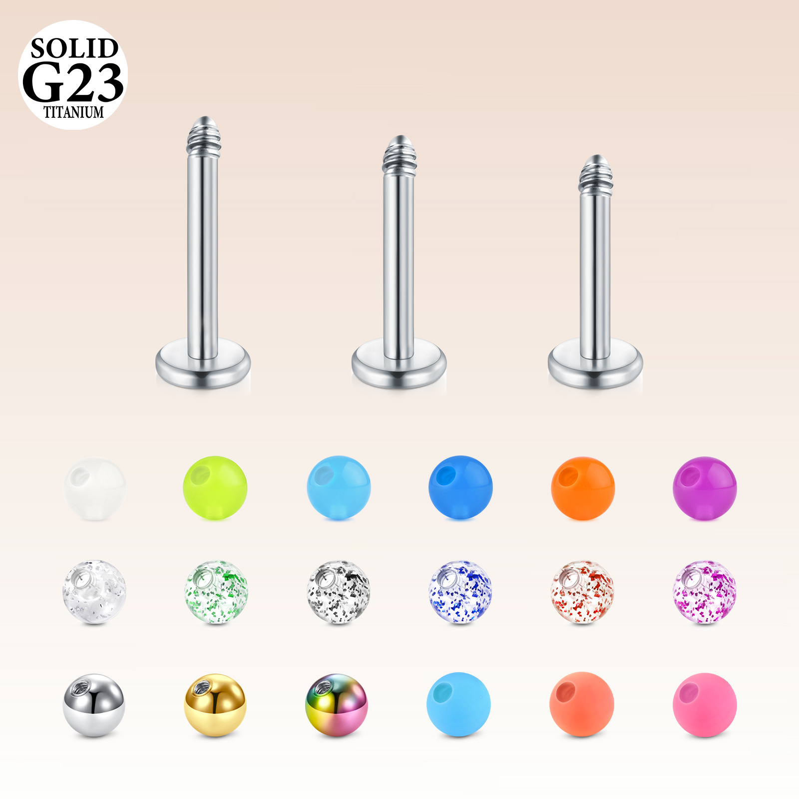 Body Jewelry Replacement Ball - 21pcs 16G TITANIUM ALLOY Thread Lip