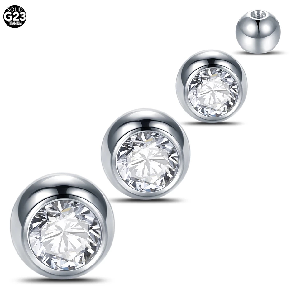 Body Jewelry Replacement Ball - 10Pcs G23 Titanium External Threaded Crystal