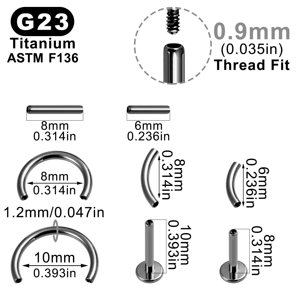 8pcs/Lot ASTM F136 Implantable - Body Jewelry Implant Grade Titanium review and price