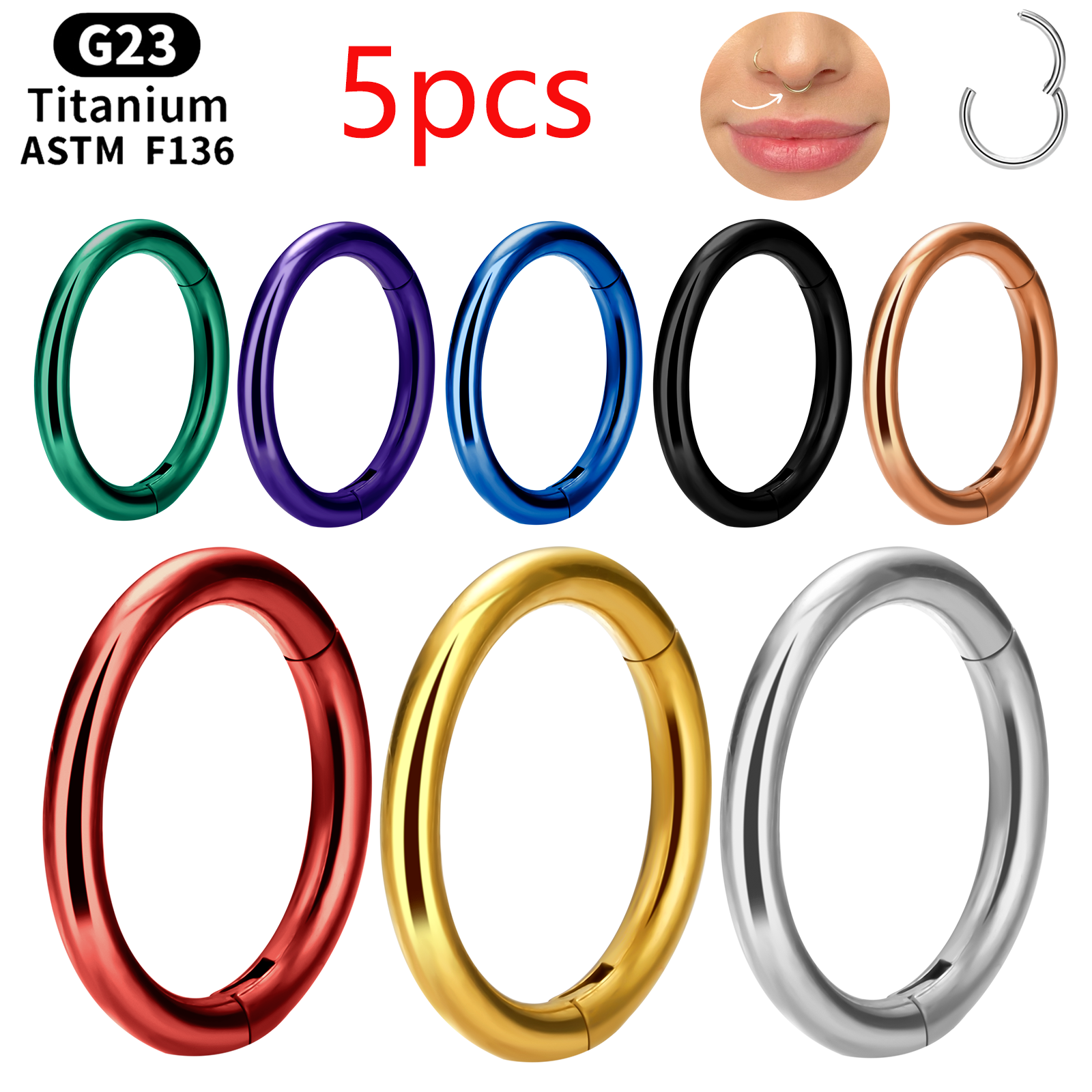 5pcs G23 Titanium Piercing sex - Helix Cartilage Ring review and price