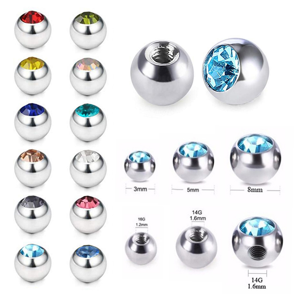 60pcs Stainless Steel CZ Cryst - Body Jewelry Replacement Ball review and price