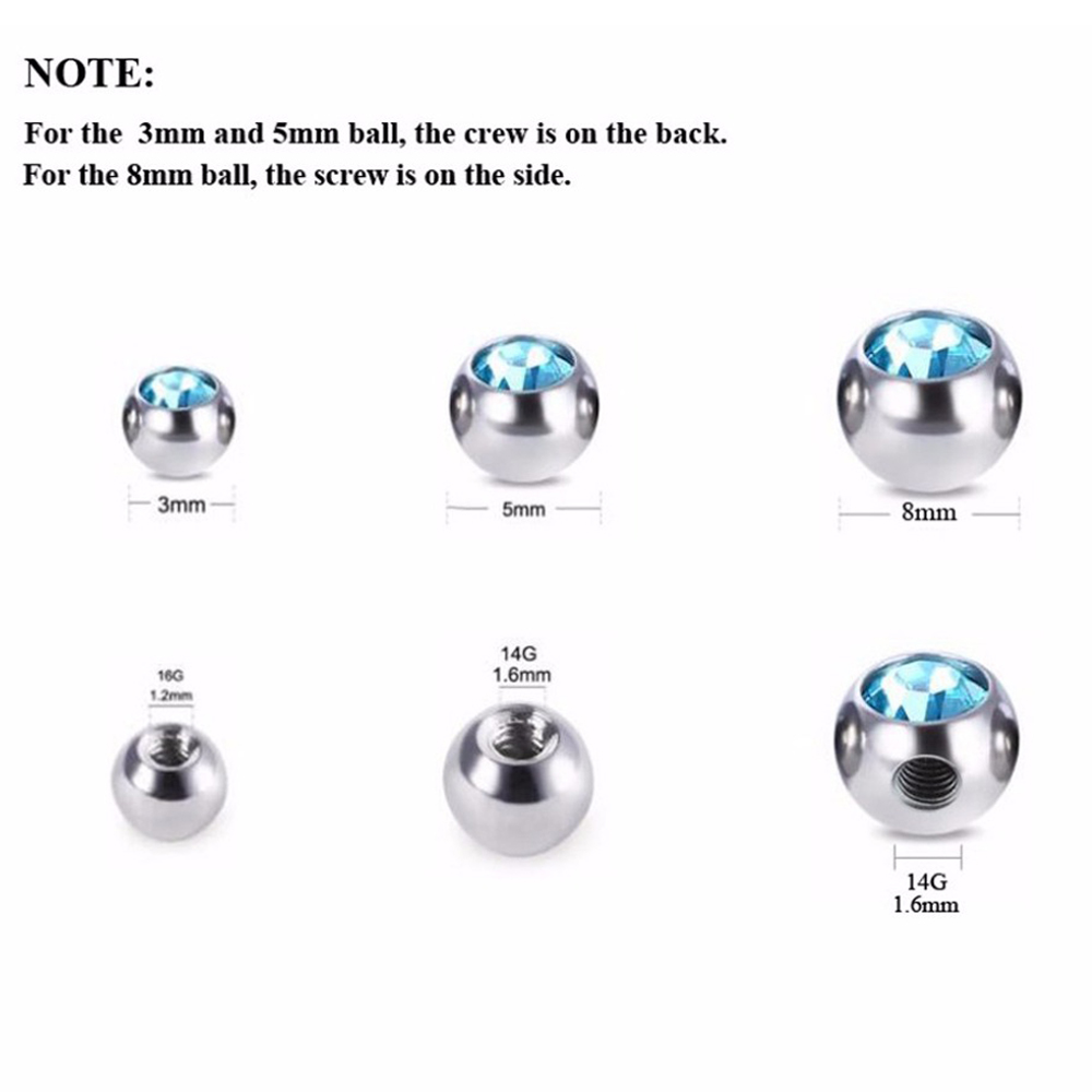 60pcs Stainless Steel CZ Cryst - Body Jewelry Replacement Ball review and price