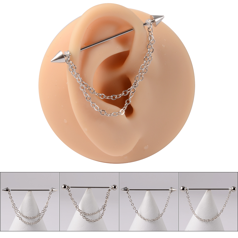 1PC 14G 1.6*38mm CZ Industrial - Body Jewelry Industrial review and price