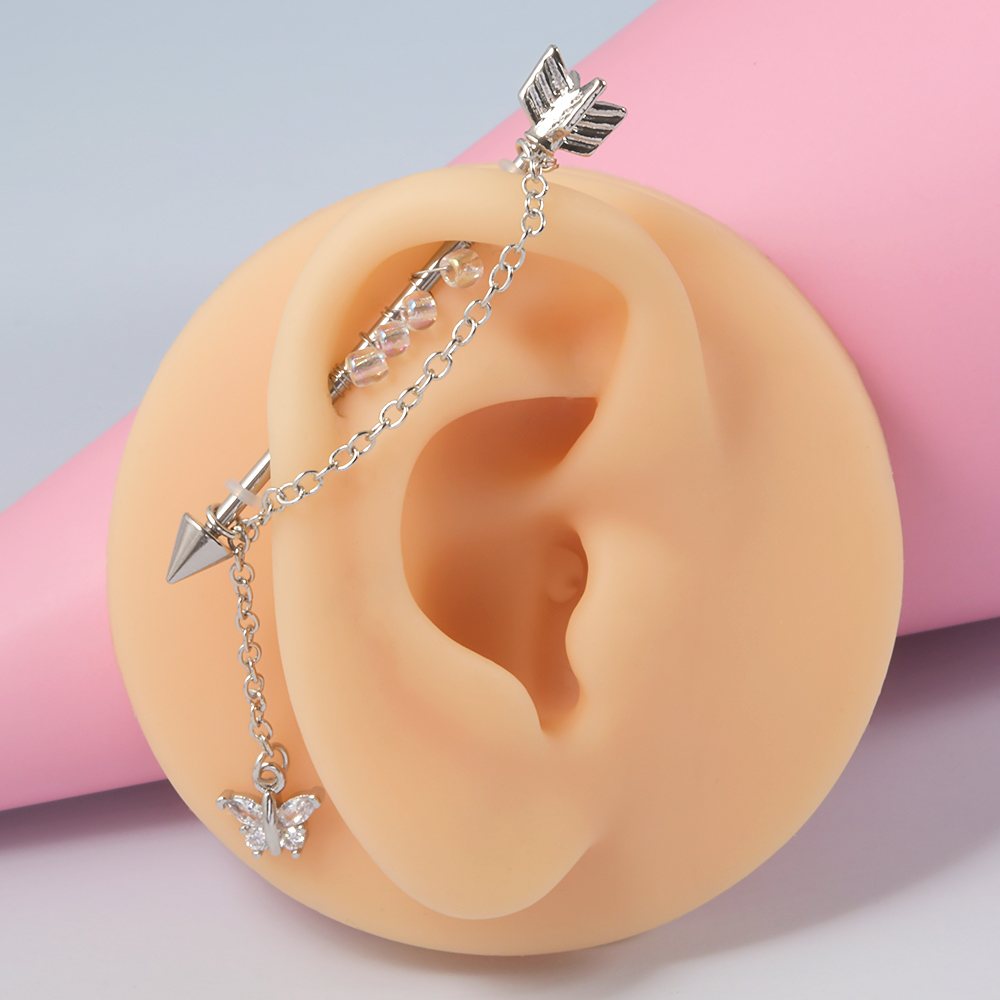 1PC 14G 1.6*38mm CZ Industrial - Body Jewelry Industrial review and price