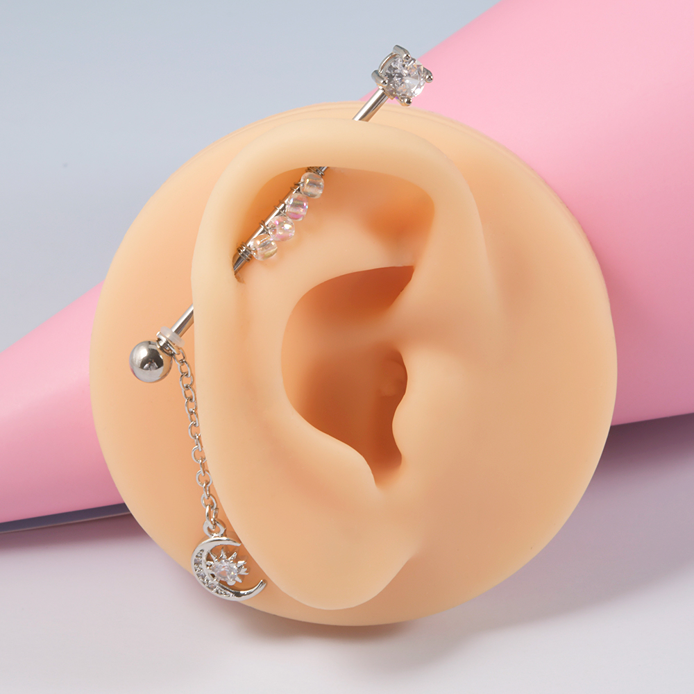 1PC 14G 1.6*38mm CZ Industrial - Body Jewelry Industrial review and price