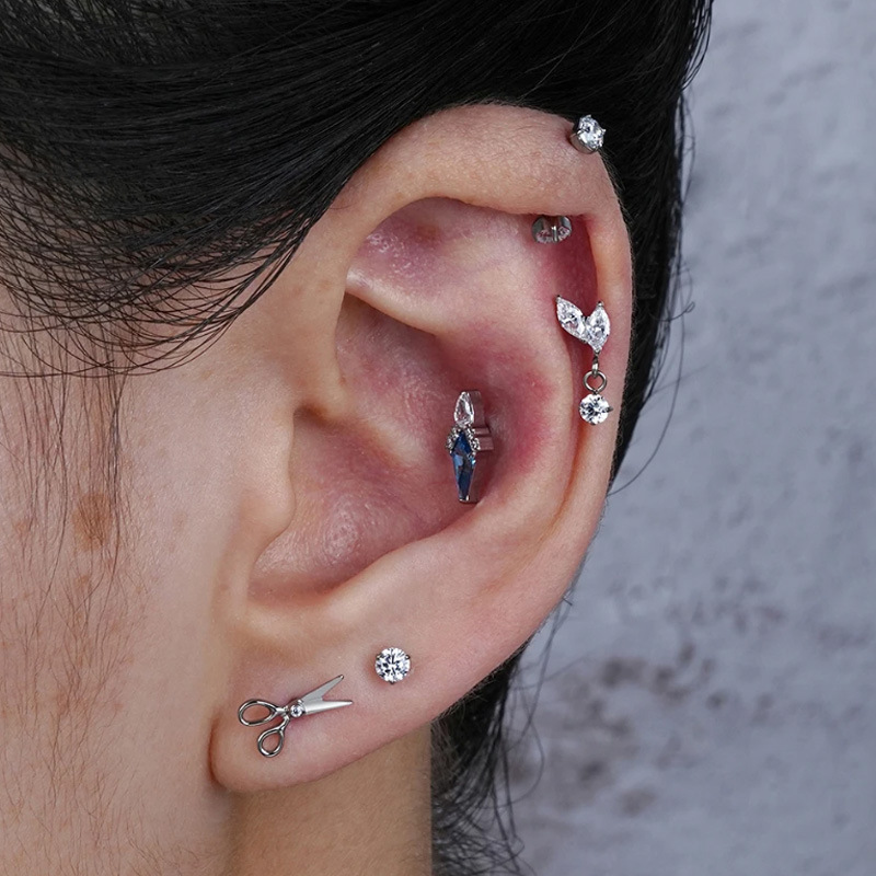 1PC G23 Titanium Ear Studs Int - Body Jewelry Implant Grade Titanium review and price
