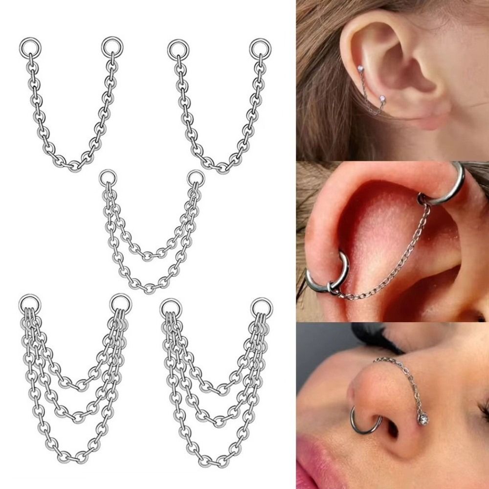 Titanium Nose Chain Three Laye - Body Jewelry Labret review and price
