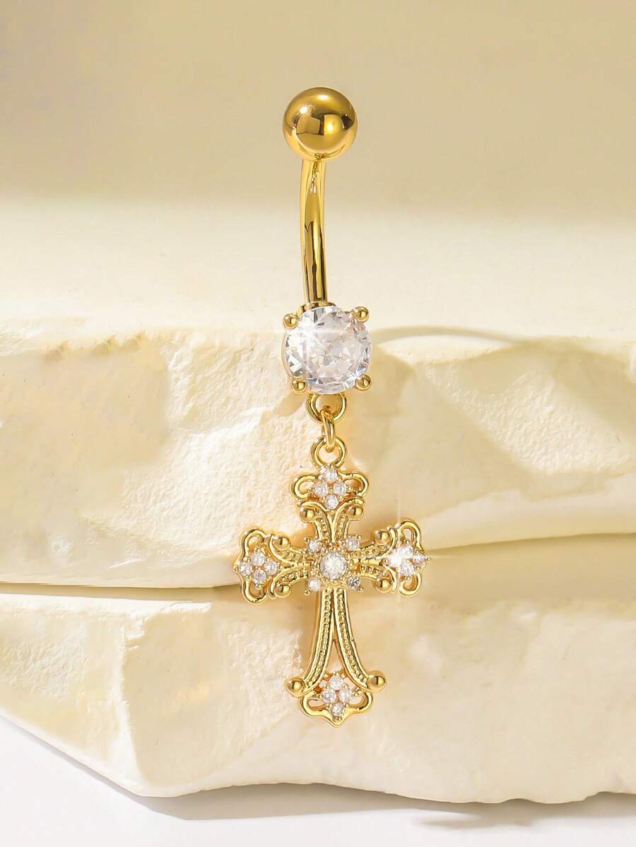 Gold-Tone Ornate Cross Navel R - Body Jewelry Labret review and price