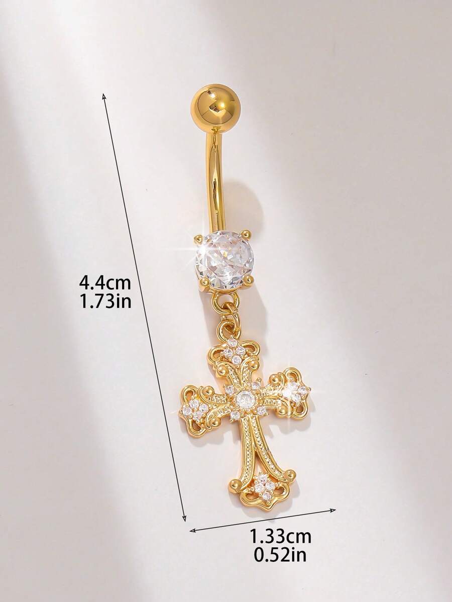 Gold-Tone Ornate Cross Navel R - Body Jewelry Labret review and price