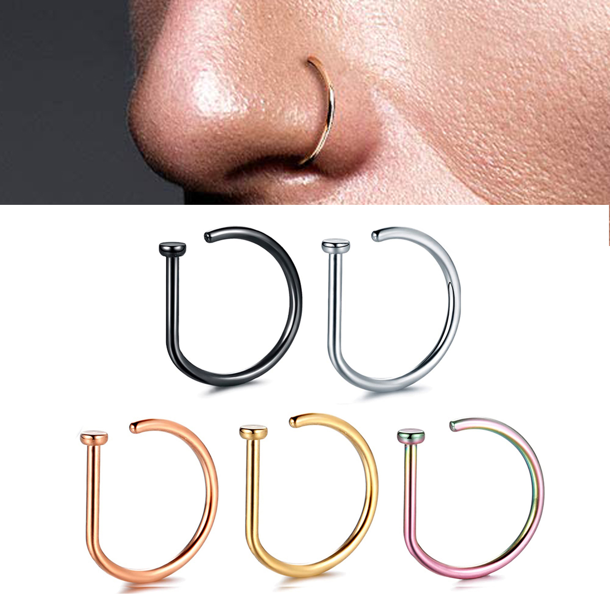 Fake Nose Ring Hoop Lip Labret - Body Jewelry Labret review and price