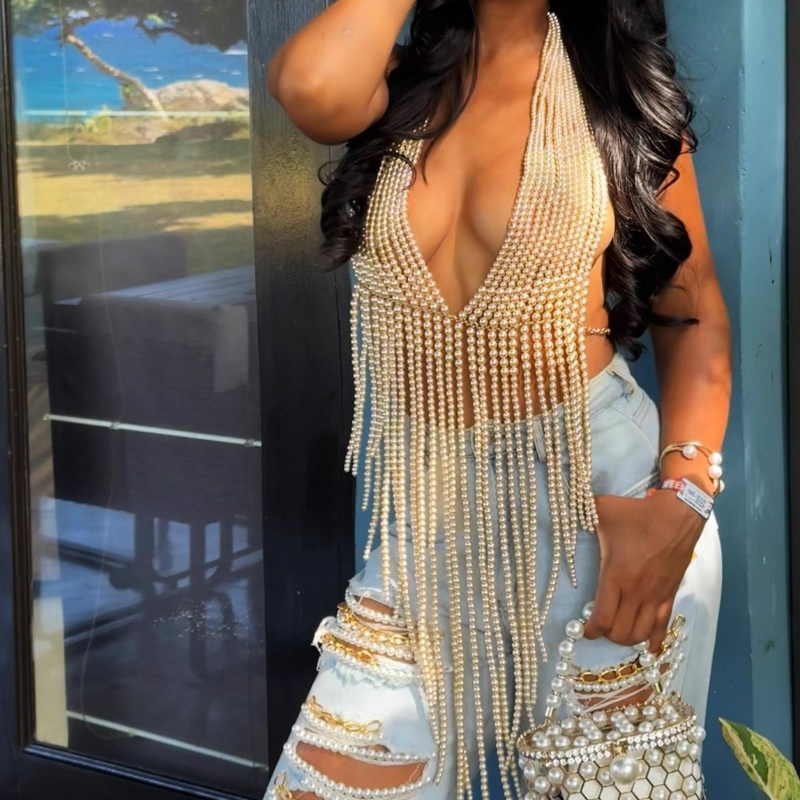 Luxury Design Deep V-neck Back - Body Jewelry Vest review and price