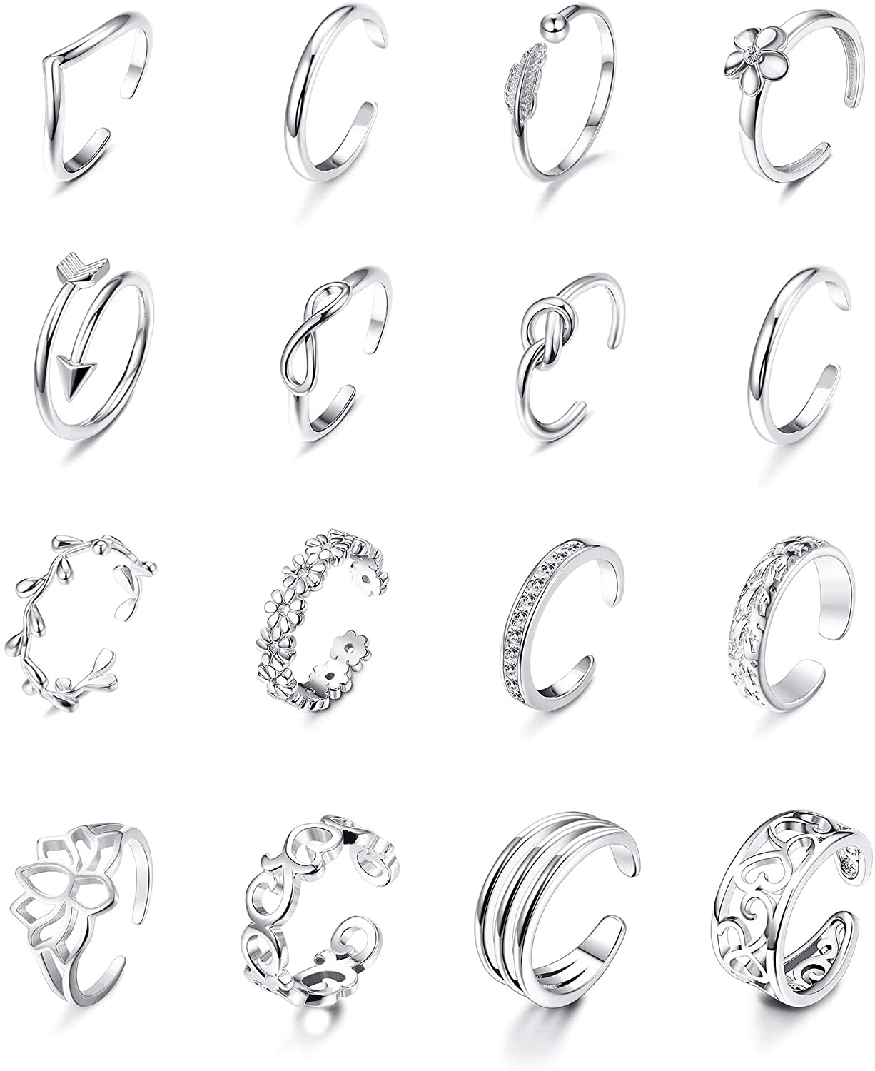 16Pcs Adjustable Toe Rings for - Body Jewelry Metal Types review and price