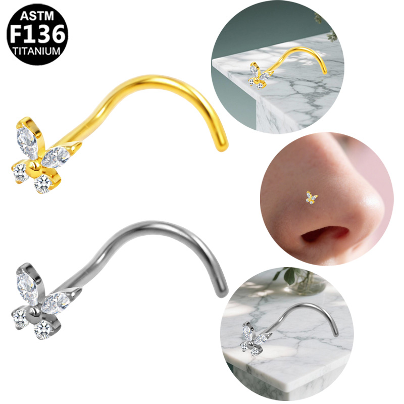 S-Shaped Nose Stud ASTM F136 I - Body Jewelry Implant Grade Titanium review and price