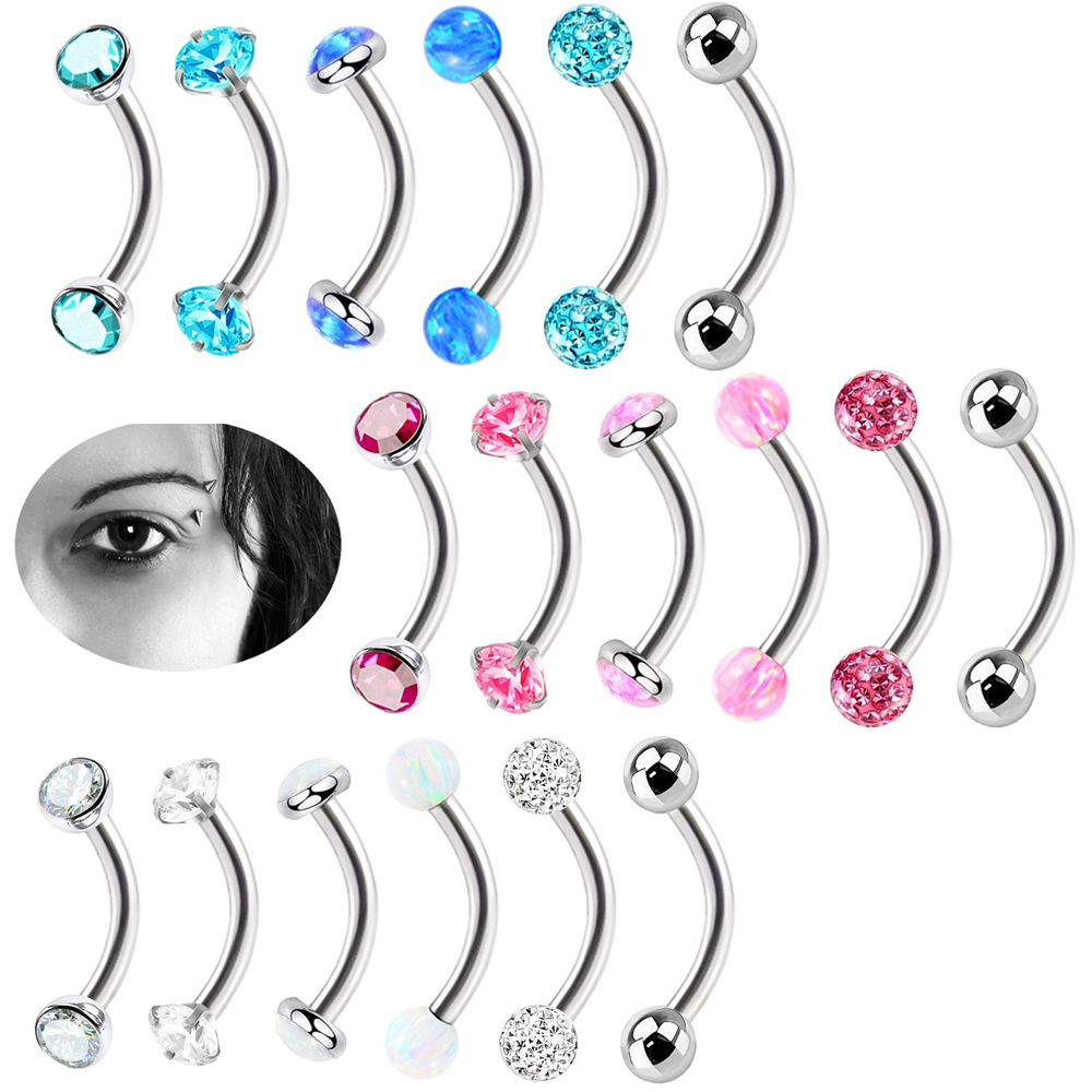 6pc 16g Mixed Type Opal Crysta - Body Jewelry Metal Types review and price