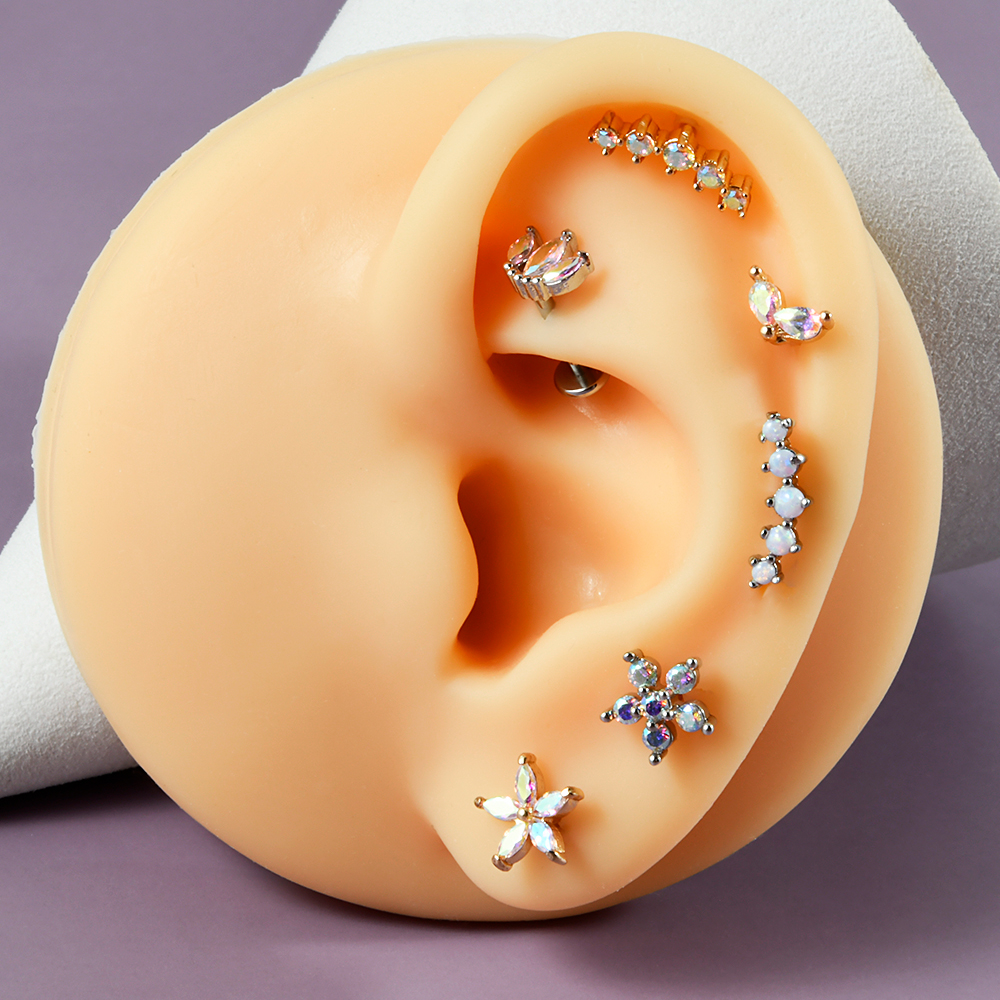 1PC Stainless Steel Opal Flowe - Helix Cartilage Ring review and price