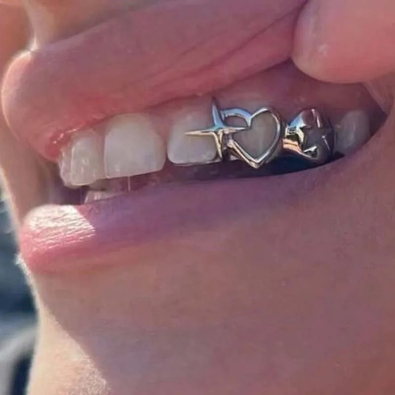 Punk Hip Hop Hollow Heart Teet - Body Jewelry Men review and price