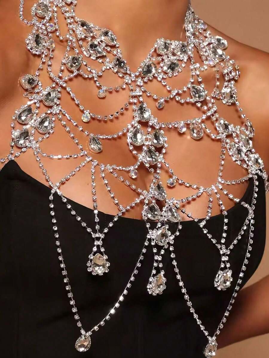 Rhinestone Body Chain Bra Neck - Body Jewelry For Women review and price