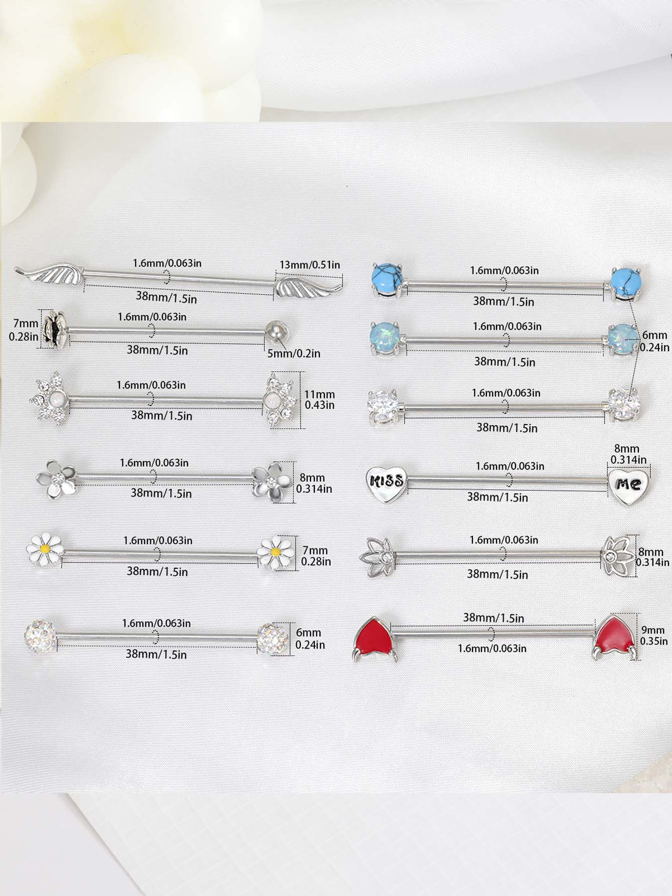 16G Arrows Hearts Industrial B - Body Jewelry Industrial review and price