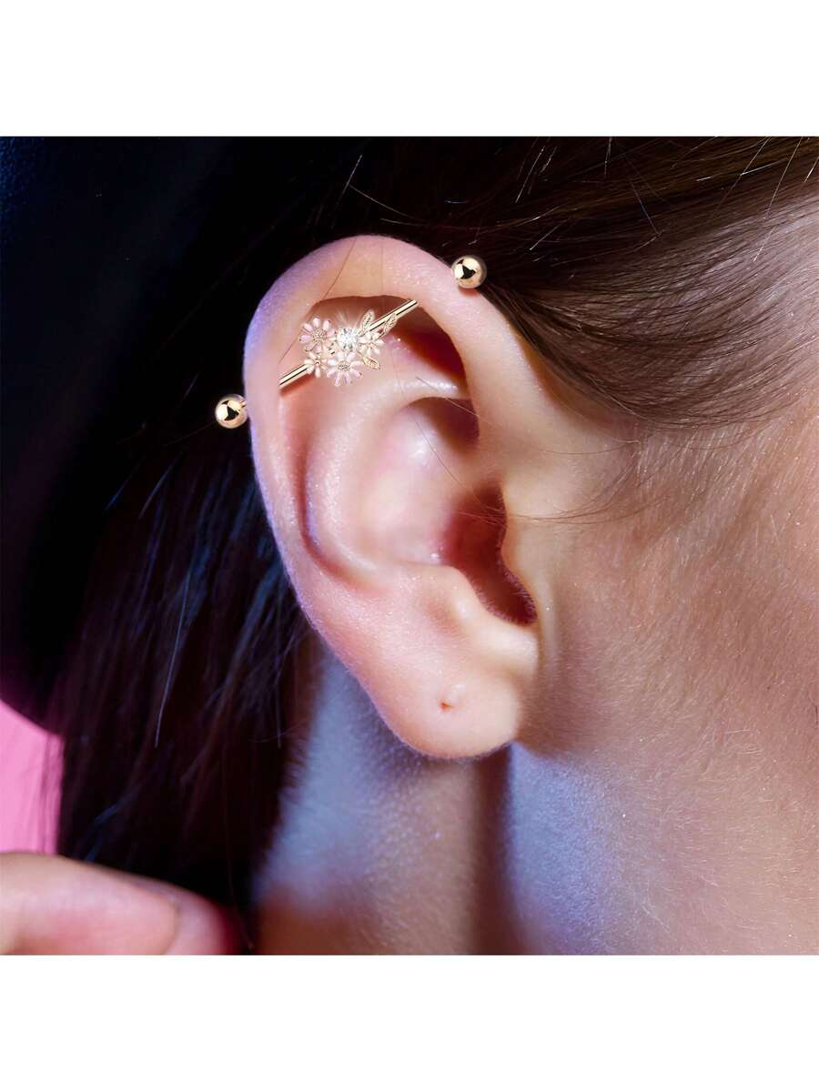 Floral Industrial Barbell Ear  - Body Jewelry Industrial review and price