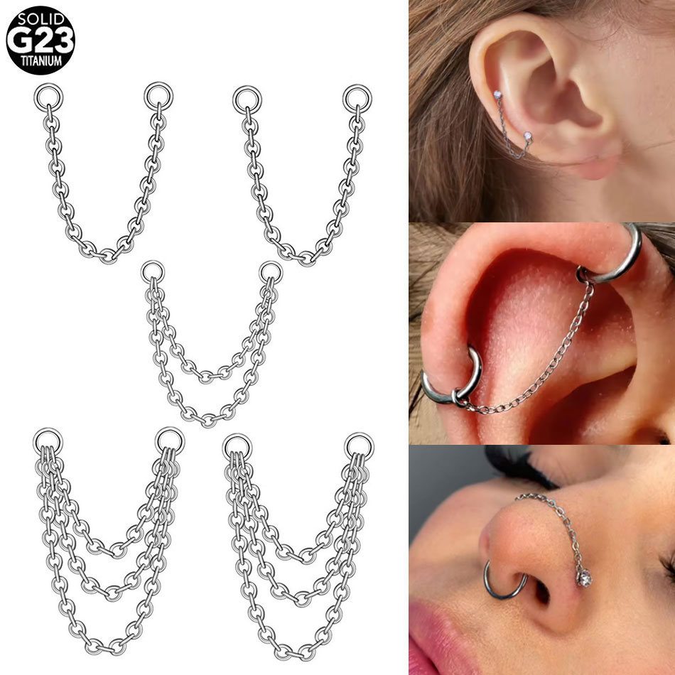 1/5PCS Titanium Double Chain f - Body Jewelry Industrial review and price