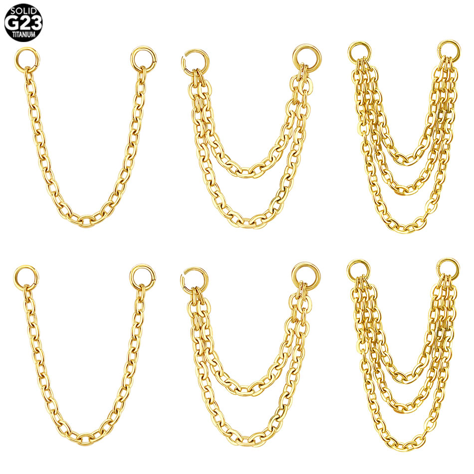 1/5PCS Titanium Double Chain f - Body Jewelry Industrial review and price