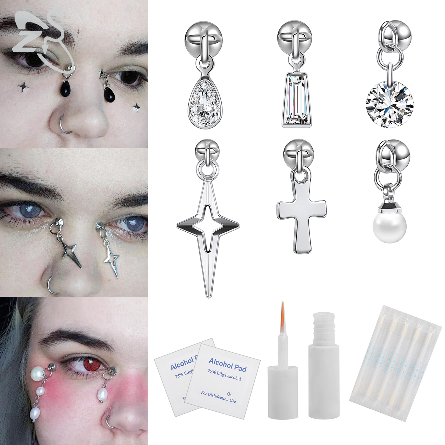 ZS 1 Set Fake Eyebrow Ring Men - Body Jewelry Labret review and price