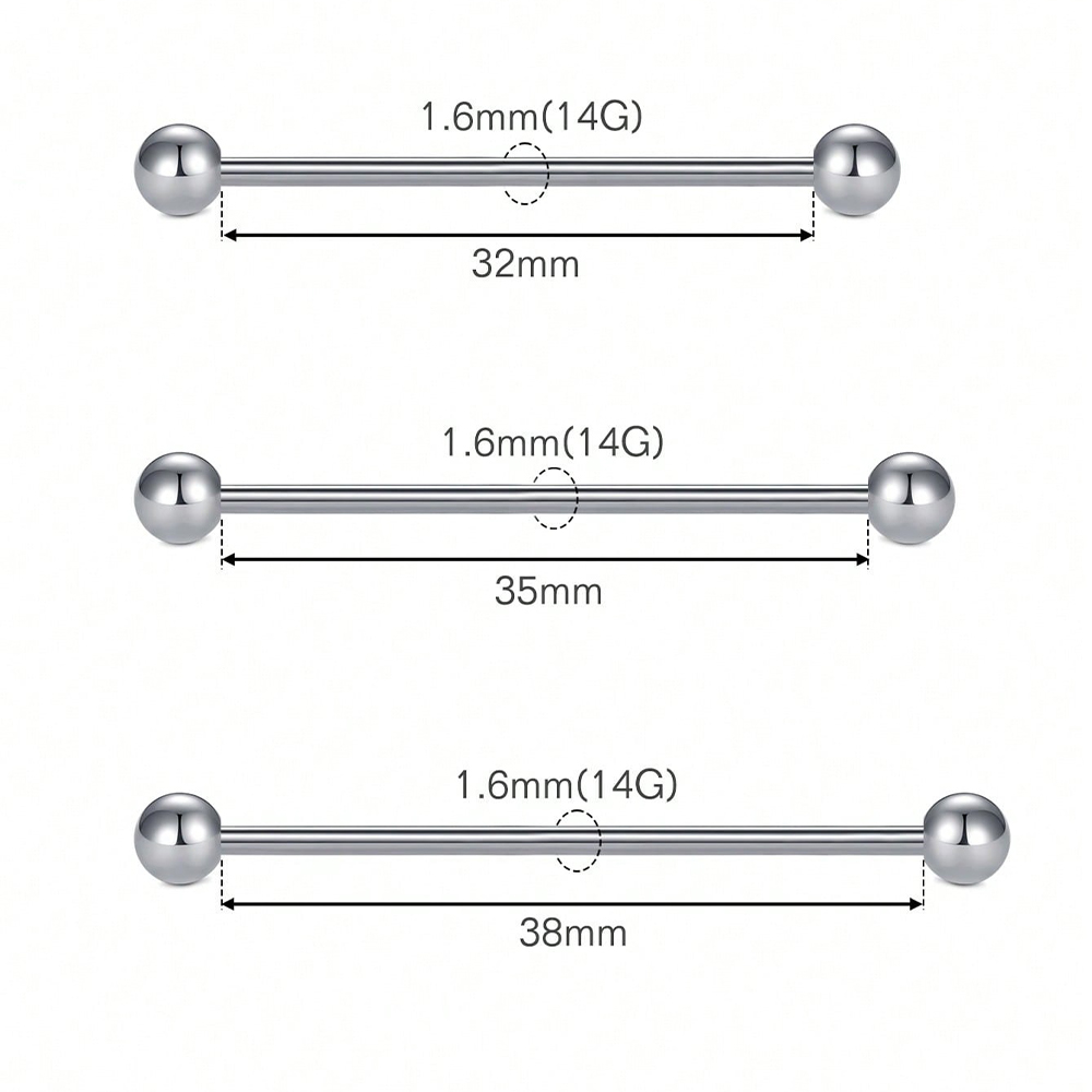 2PCS 14G Industrial Barbell Ca - Body Jewelry Industrial review and price