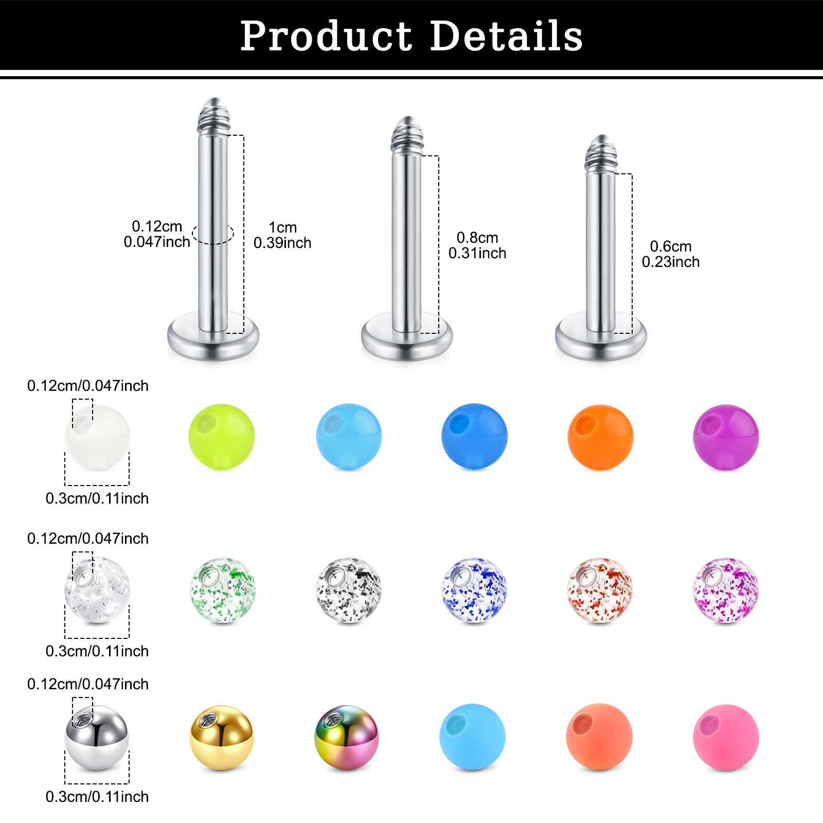 21pcs 16G TITANIUM ALLOY Threa - Body Jewelry Replacement Ball review and price